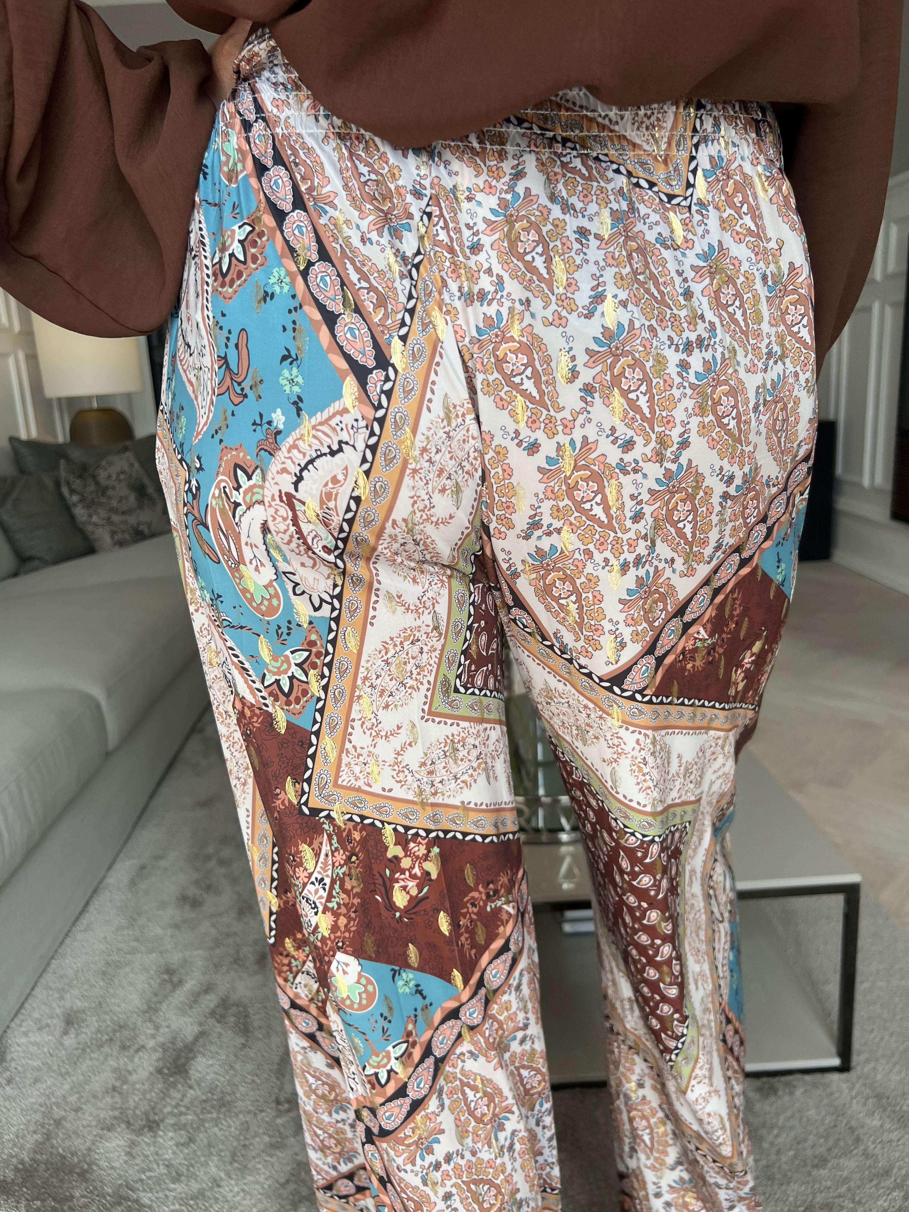 Pams Pants Paisley - Løse mønstret bukser i elastisk stof